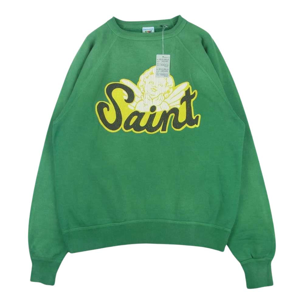 セント マイケル SM-A22-0000-021 CRW SWT SAINT ANGEL セント エンジェル クルーネック スウェット グリーン系 L【新古品】【未使用】【中古】
