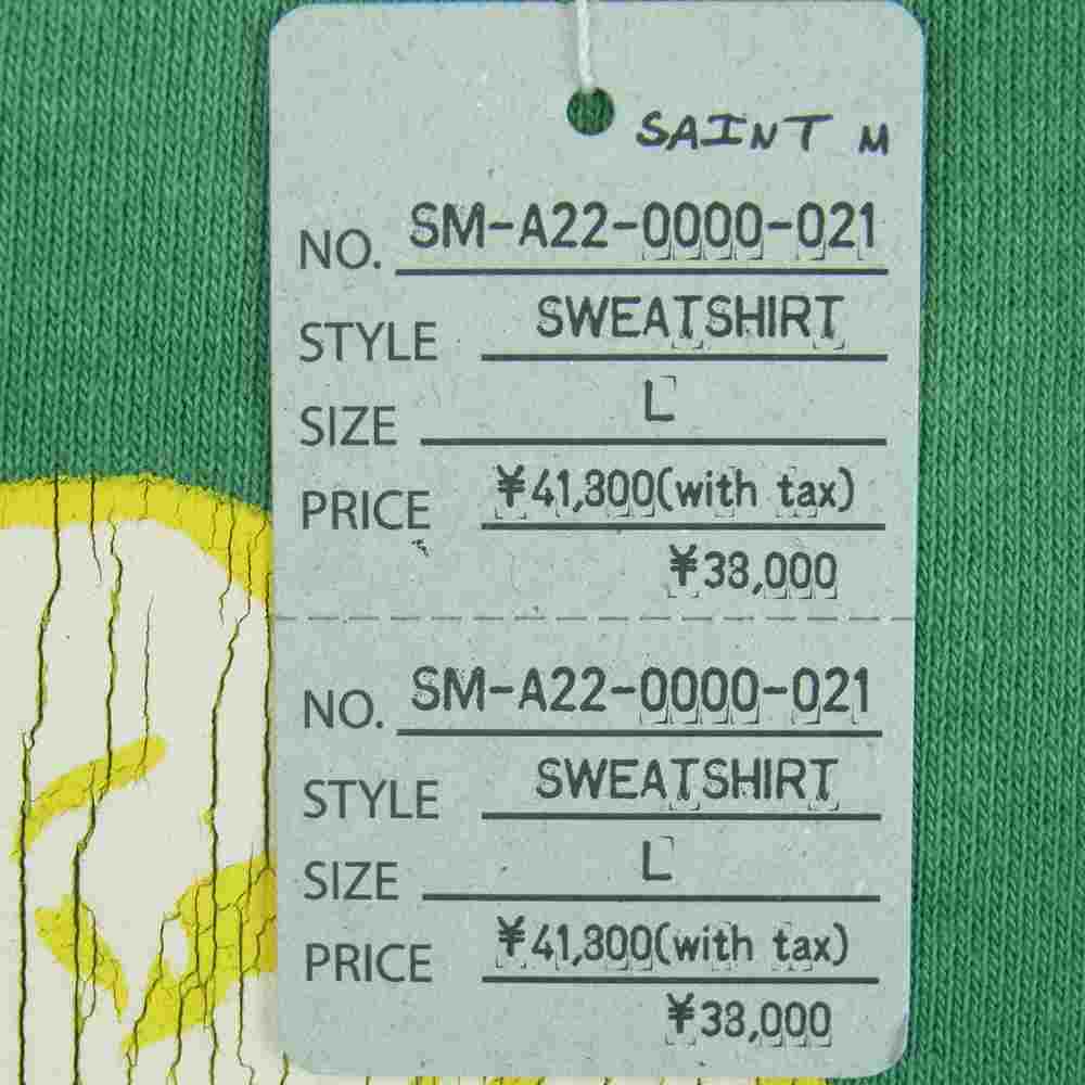 セント マイケル SM-A22-0000-021 CRW SWT SAINT ANGEL セント エンジェル クルーネック スウェット グリーン系 L【新古品】【未使用】【中古】