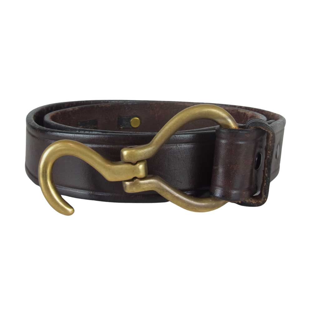 トリーレザー 2260 BRIDLE LEATHER HOOF PICK BUCKLE BELT フック バックル ブライドルレザー ベルト ブラウン系 34【中古】