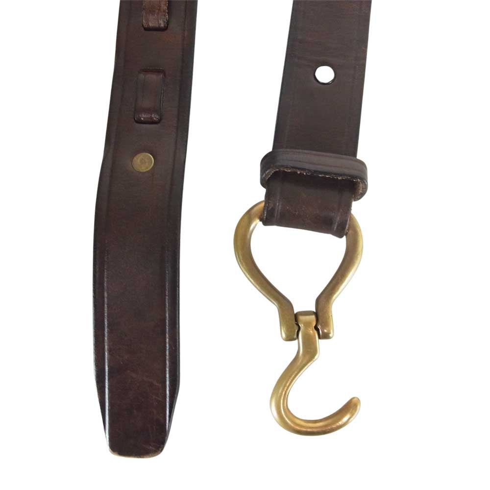 トリーレザー 2260 BRIDLE LEATHER HOOF PICK BUCKLE BELT フック バックル ブライドルレザー ベルト ブラウン系 34【中古】