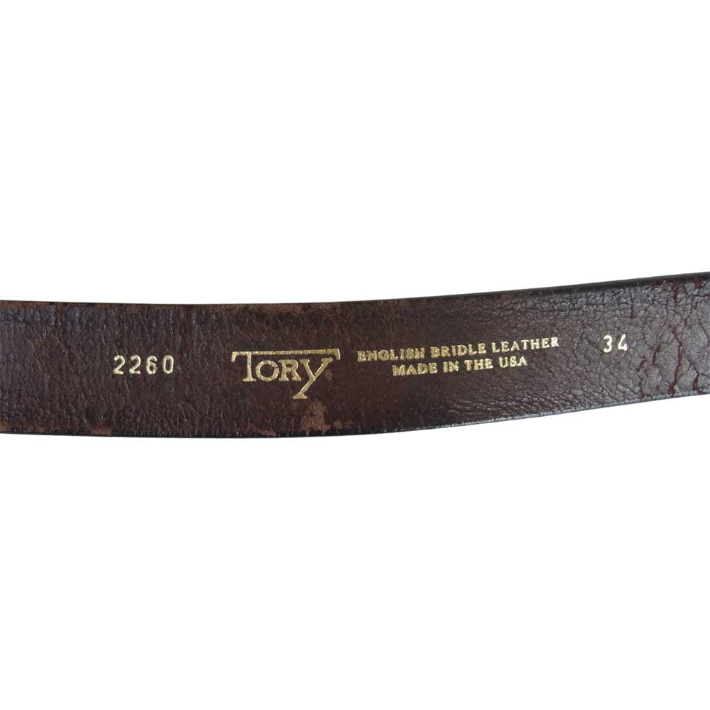 トリーレザー 2260 BRIDLE LEATHER HOOF PICK BUCKLE BELT フック バックル ブライドルレザー ベルト ブラウン系 34【中古】