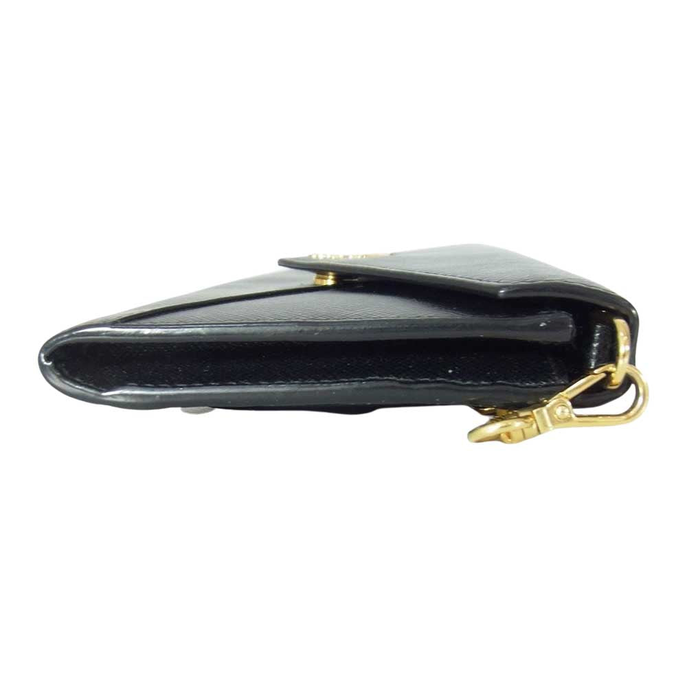 PRADA プラダ 1DH057 SAFFIANO METAL レザー チェーン ウォレット ブラック系【中古】