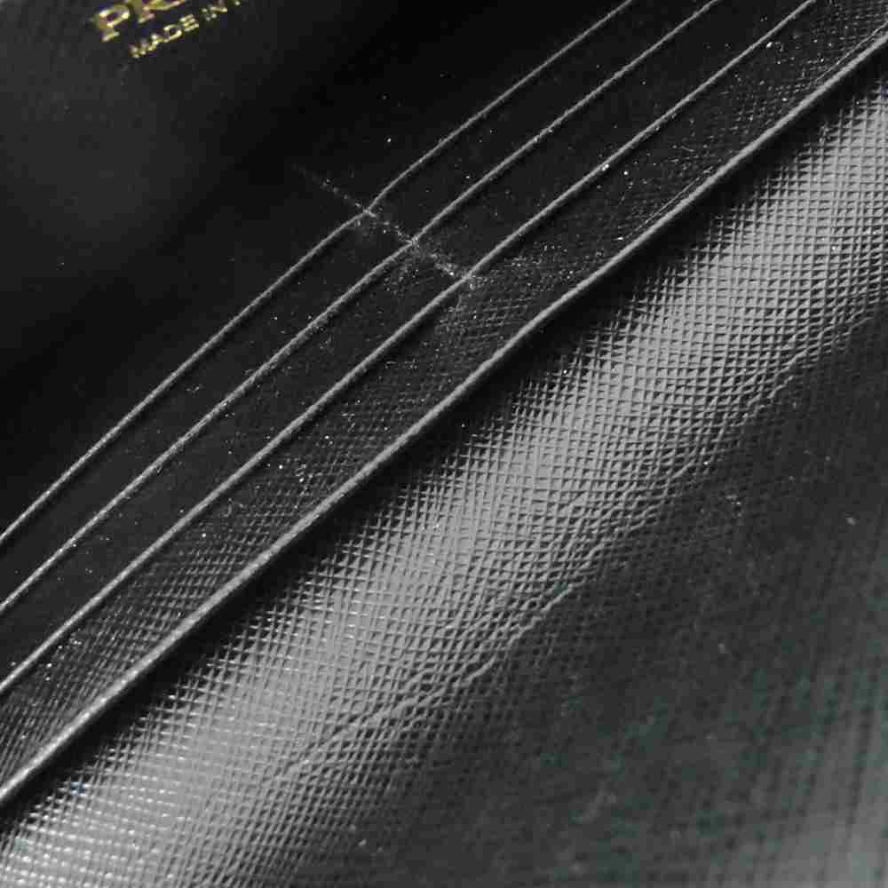 PRADA プラダ 1DH057 SAFFIANO METAL レザー チェーン ウォレット ブラック系【中古】