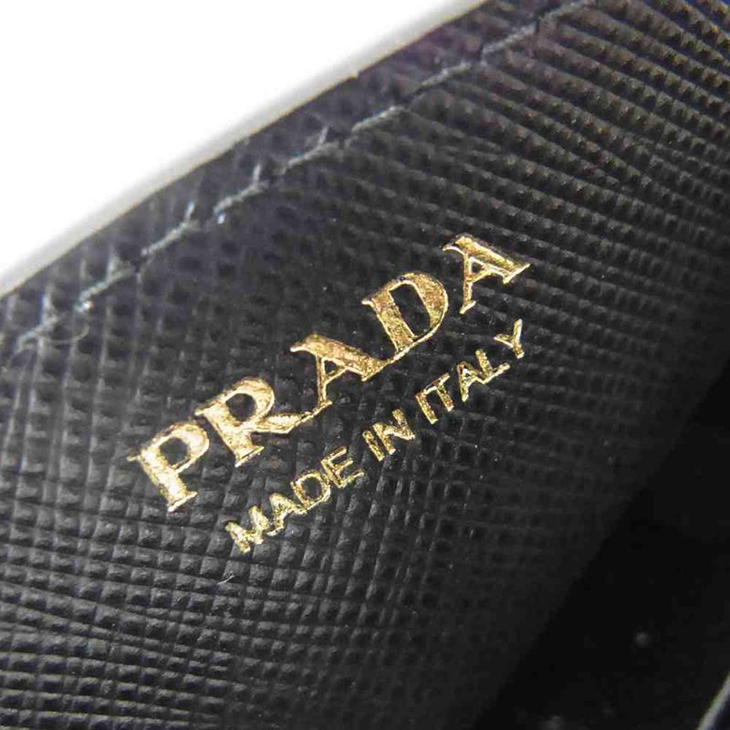 PRADA プラダ 1DH057 SAFFIANO METAL レザー チェーン ウォレット ブラック系【中古】