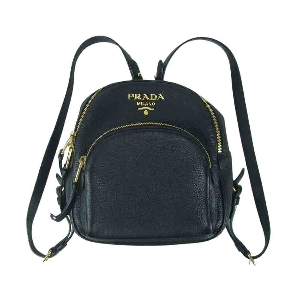 PRADA プラダ 1BZ051 VIT DAINO NERO レザー 2way バックパック リュック ブラック系【中古】