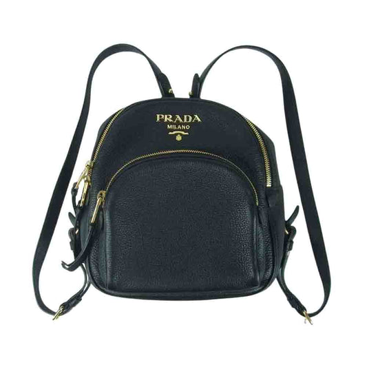 PRADA プラダ 1BZ051 VIT DAINO NERO レザー 2way バックパック リュック ブラック系【中古】