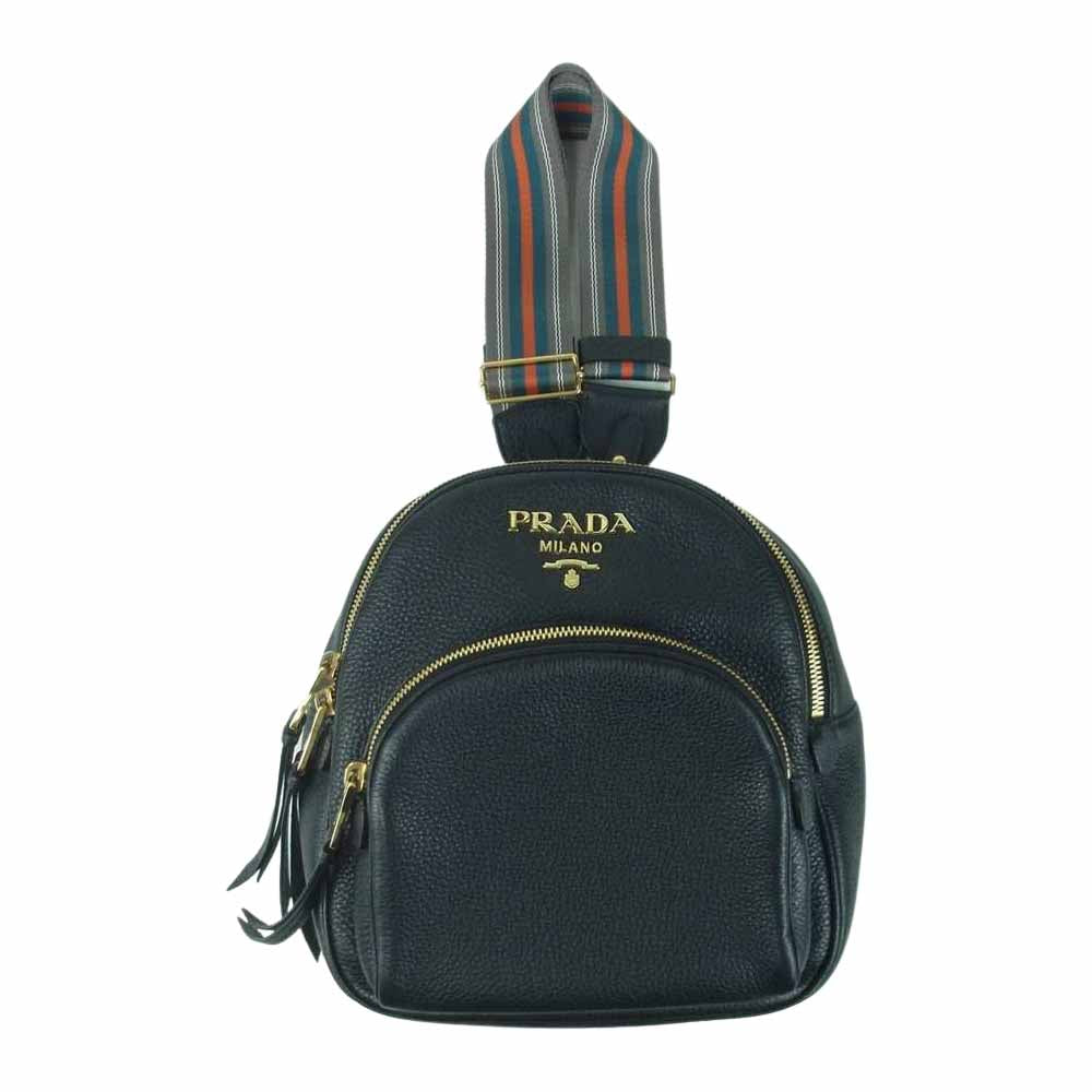 PRADA プラダ 1BZ051 VIT DAINO NERO レザー 2way バックパック リュック ブラック系【中古】
