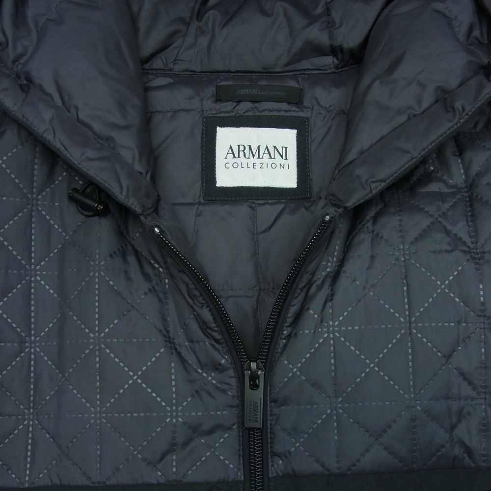 ARMANI COLLEZIONI アルマーニコレッツォーニ アルマーニジャパンタグ UCJ15W UCW19 切替 フード付き ダウン ベスト グレー系 ブラック系 46【中古】