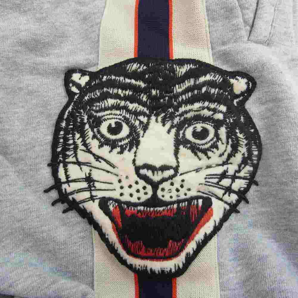 GUCCI グッチ 18SS 497252 X9198 ケリング 国内正規品 Stripe Jogging Pants タイガーワッペン サイドライン スウェットパンツ グレー系 XS【中古】