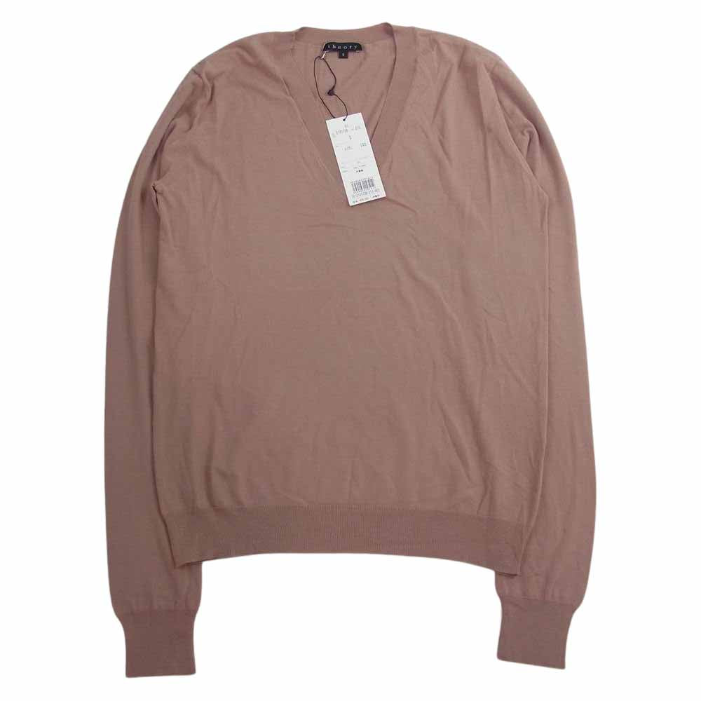 theory セオリー 3101738 Vネック レーヨン 長袖 ニット カットソー ピンクブラウン系 S【美品】【中古】
