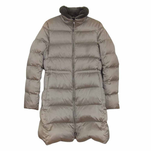 theory セオリー 01-2309625 ラビットファー付き ダウン ジャケット ロング コート ミディアムグレー系 S【中古】