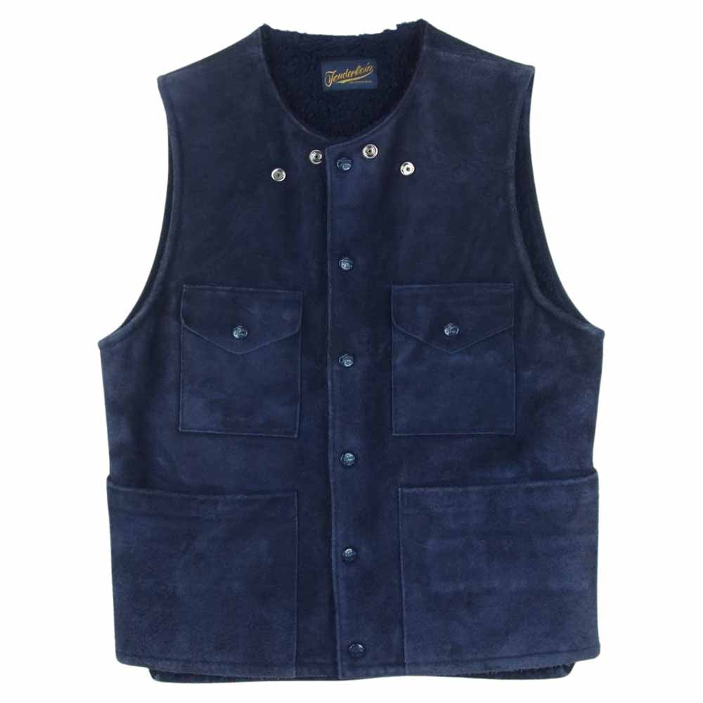 TENDERLOIN テンダーロイン T-SADDLE SUEDE VEST サドル スエード レザー ベスト ダークネイビー系 S【中古】