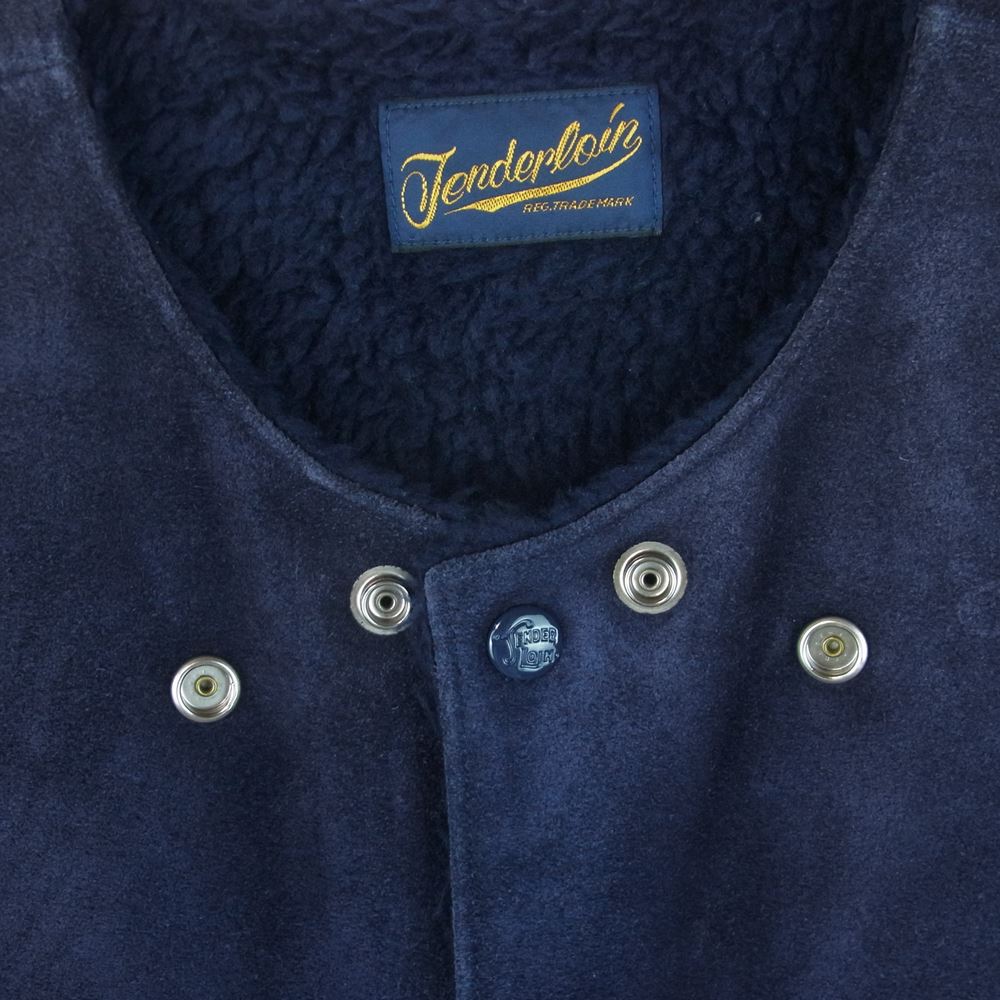 TENDERLOIN テンダーロイン T-SADDLE SUEDE VEST サドル スエード レザー ベスト ダークネイビー系 S【中古】
