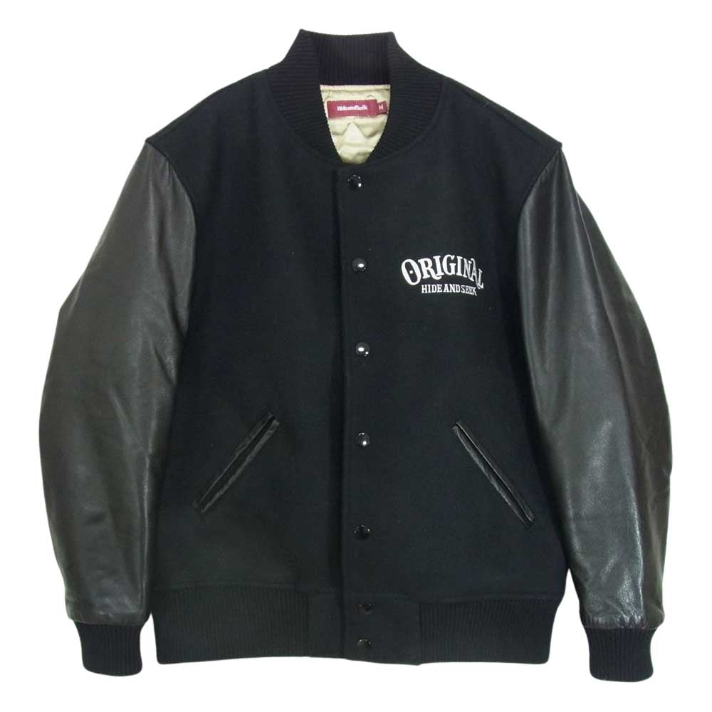 TENDERLOIN テンダーロイン × HideandSeek ハイドアンドシーク VERSITY JKT バーシティ スタジャン ブラック系 M【中古】