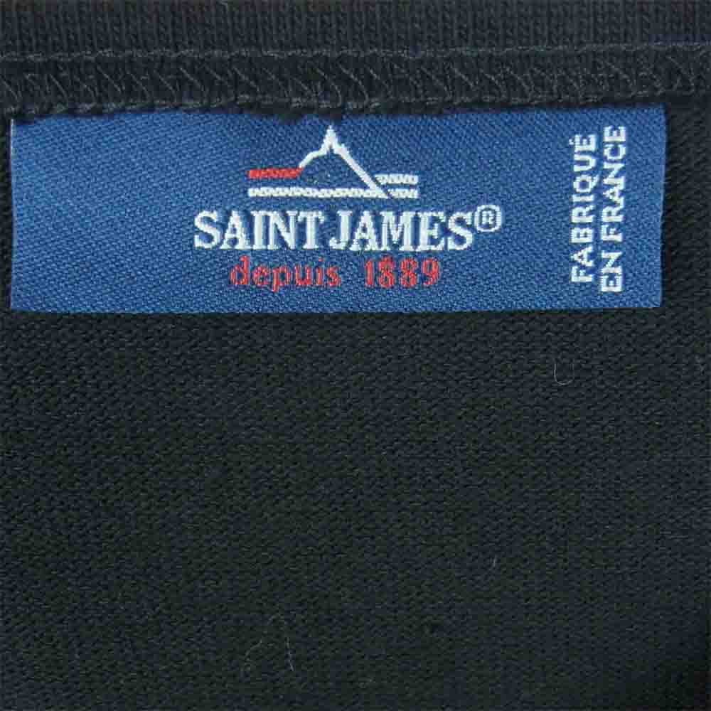 SAINT JAMES セントジェームス OUESSANT ウエッソン T4 ボートネック 長袖 Tシャツ コットン フランス製 ブラック系 M【中古】
