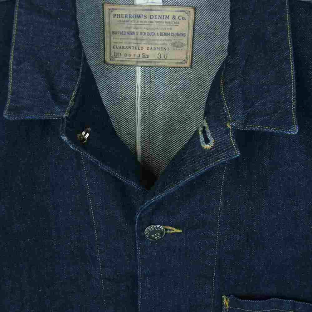 Pherrow's フェローズ 22S-100WJ FRONTIER SERIES フロンティアシリーズ デニム ワーク ジャケット カバーオール インディゴブルー系 36【中古】