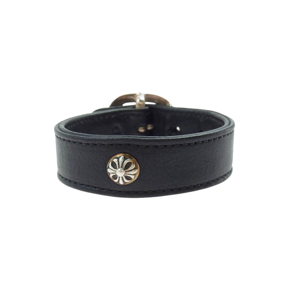 CHROME HEARTS クロムハーツ（原本無） GUNSLINGER ガンスリンガー クロスボール レザー ブレスレット ブラック系【中古】