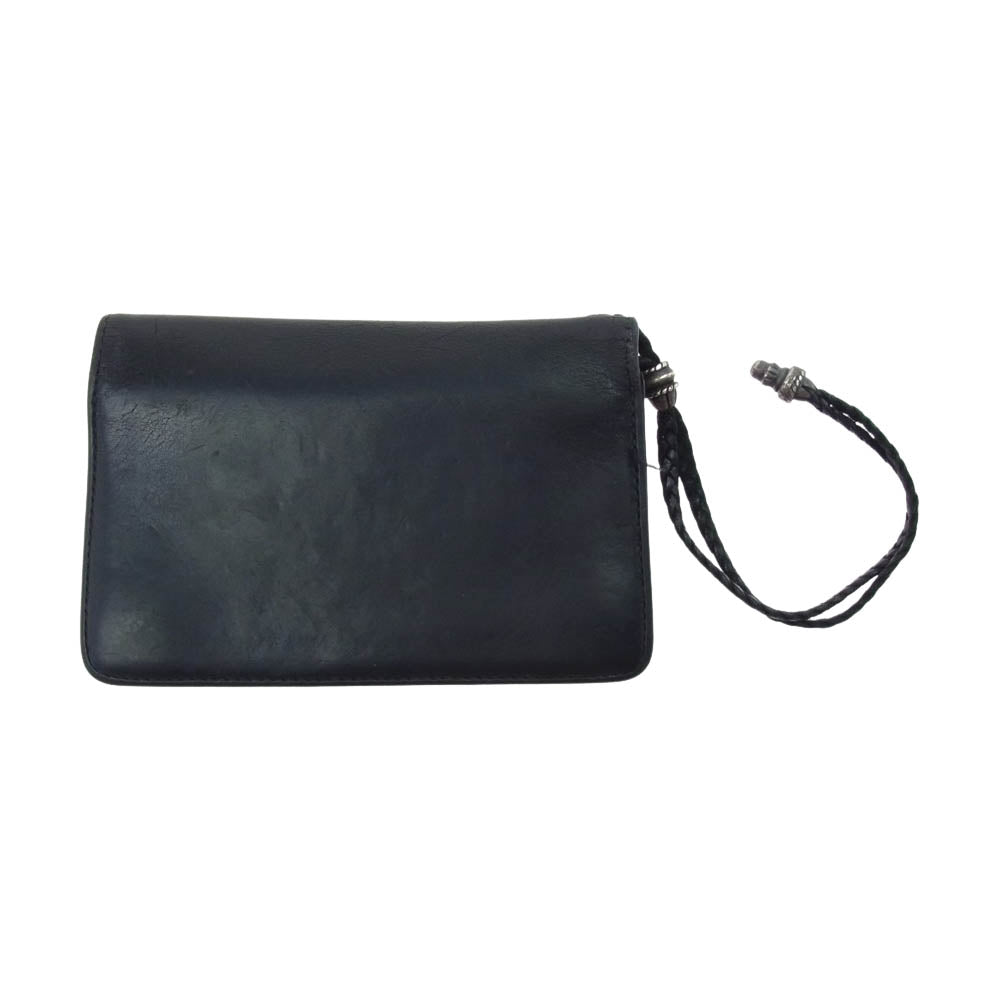 CHROME HEARTS クロムハーツ（原本無） 2ZIP STRAP 2ジップ ストラップ クロスボタン レザー ウォレット ブラック系【中古】