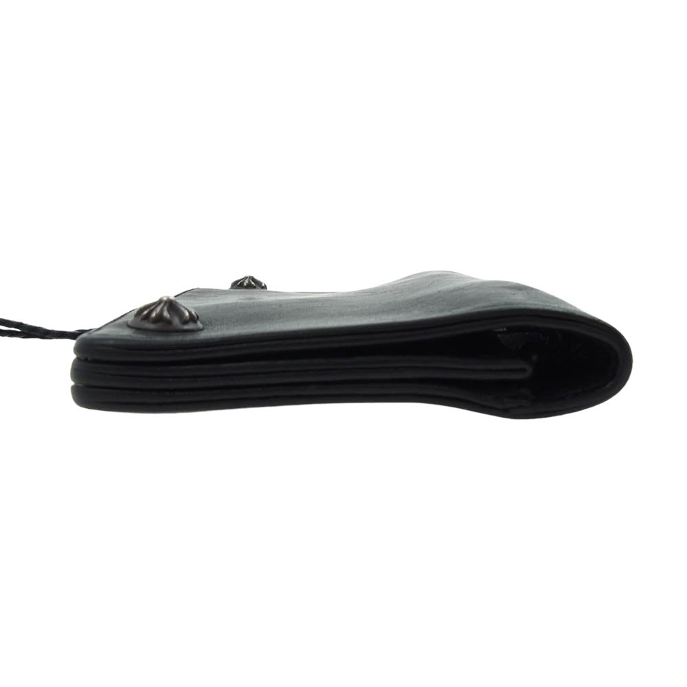 CHROME HEARTS クロムハーツ（原本無） 2ZIP STRAP 2ジップ ストラップ クロスボタン レザー ウォレット ブラック系【中古】