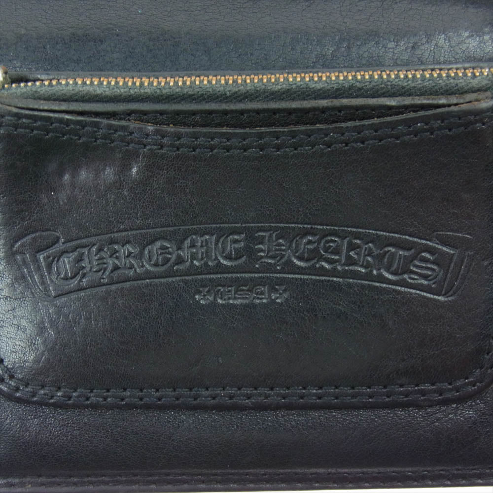 CHROME HEARTS クロムハーツ（原本無） 2ZIP STRAP 2ジップ ストラップ クロスボタン レザー ウォレット ブラック系【中古】