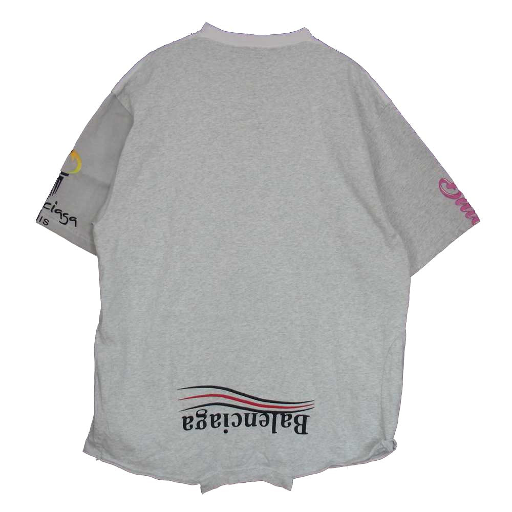 BALENCIAGA バレンシアガ 22ss 698811-TMVC9 UPSIDE DOWN アップサイド ダウン ダメージ加工 リメイク Tシャツ ホワイト系 グレー系 4【中古】