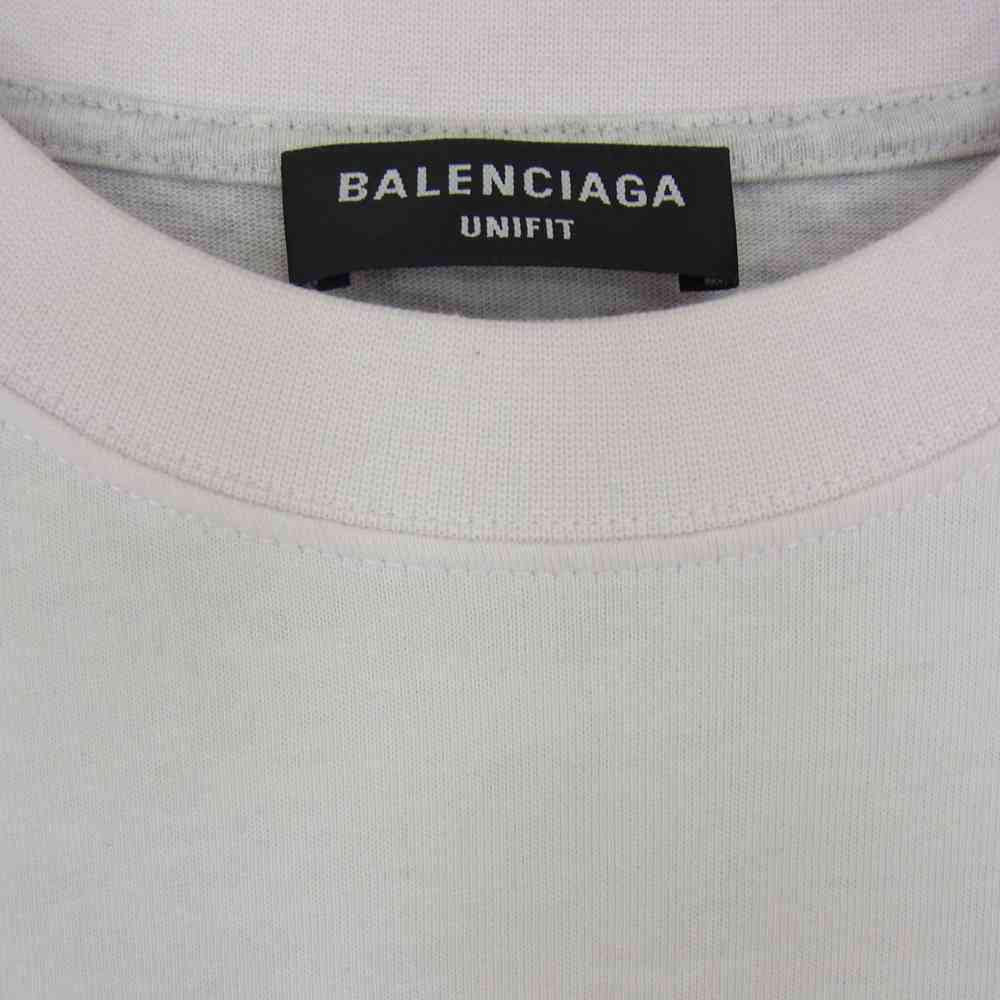 BALENCIAGA バレンシアガ 22ss 698811-TMVC9 UPSIDE DOWN アップサイド ダウン ダメージ加工 リメイク Tシャツ ホワイト系 グレー系 4【中古】