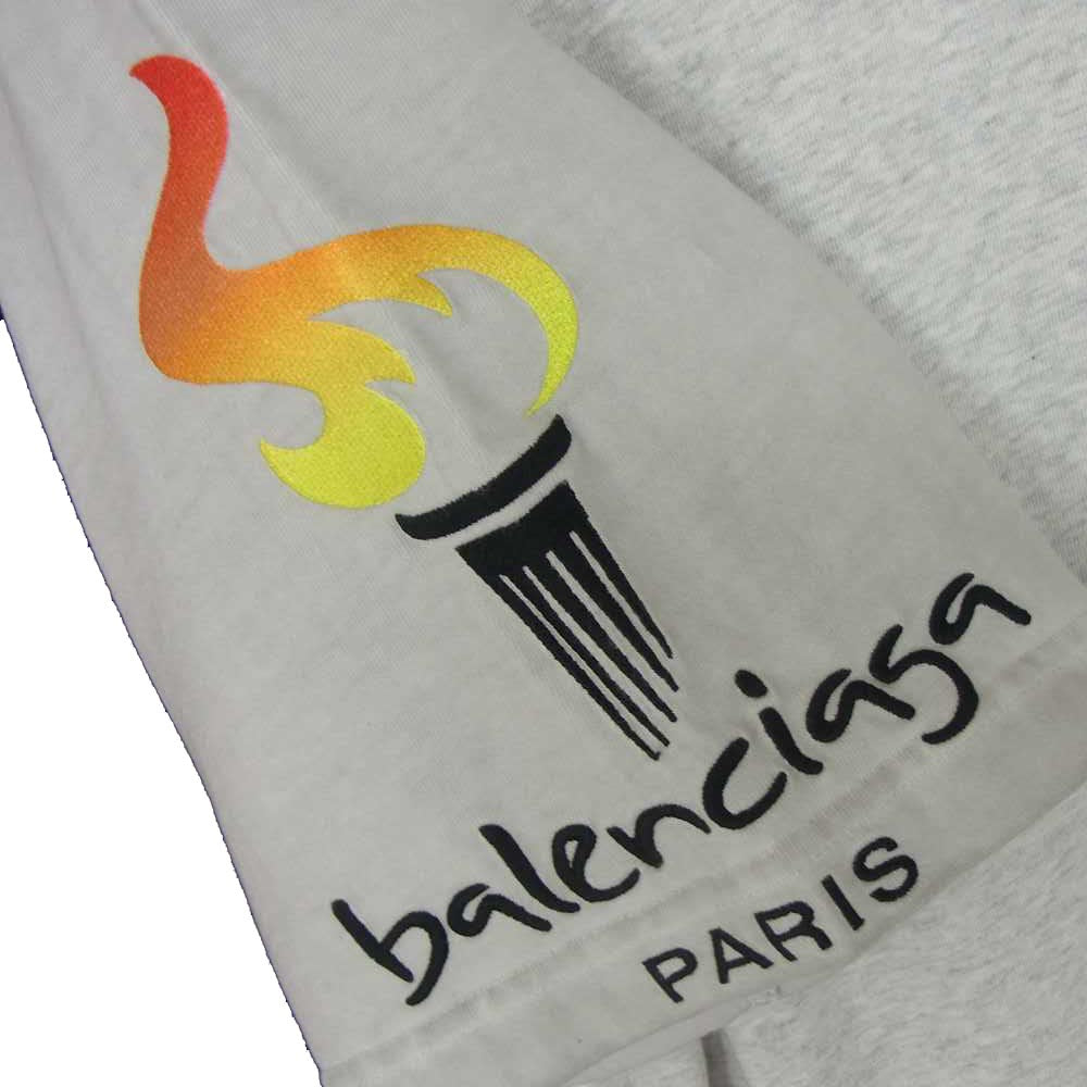 BALENCIAGA バレンシアガ 22ss 698811-TMVC9 UPSIDE DOWN アップサイド ダウン ダメージ加工 リメイク Tシャツ ホワイト系 グレー系 4【中古】