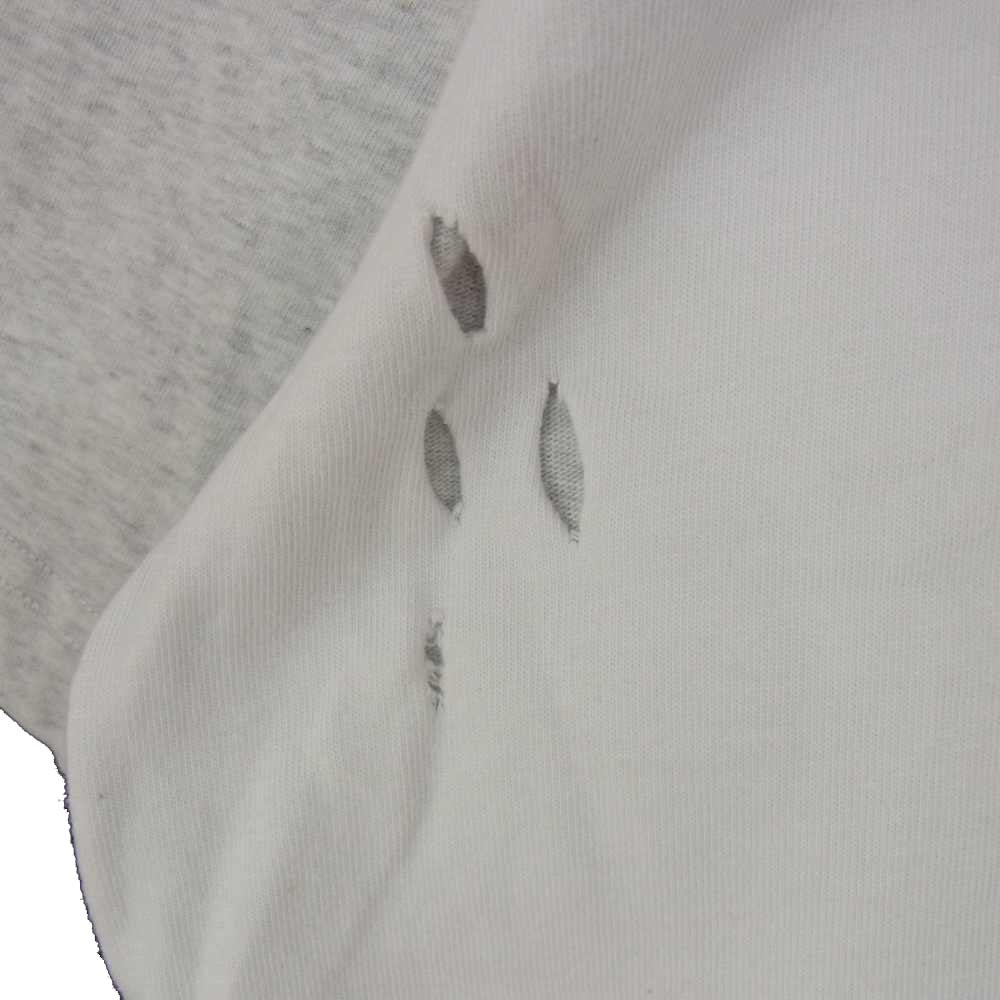 BALENCIAGA バレンシアガ 22ss 698811-TMVC9 UPSIDE DOWN アップサイド ダウン ダメージ加工 リメイク Tシャツ ホワイト系 グレー系 4【中古】
