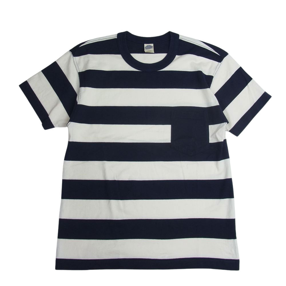 TOY'S McCOY トイズマッコイ ポケット付き ボーダー Tシャツ ネイビー系 ホワイト系 S【中古】