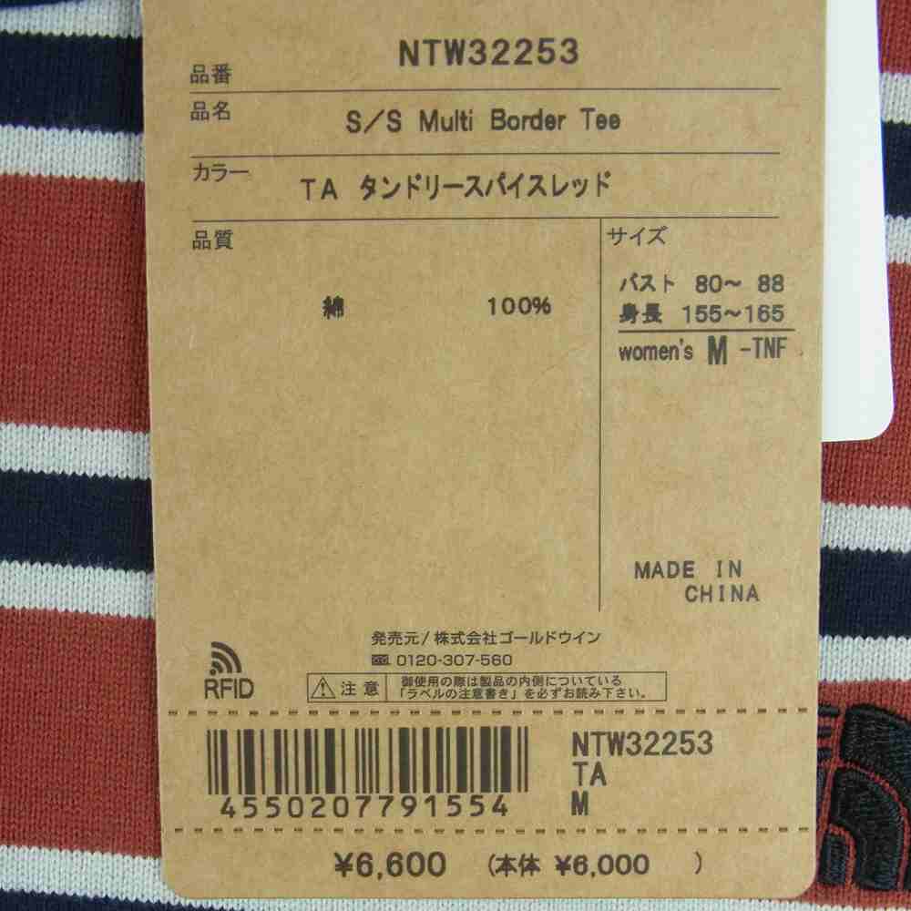 THE NORTH FACE ノースフェイス NTW32253 S/S Multi Border Tee 半袖 マルチ ボーダー Tシャツ TA タンドリースパイスレッド M【新古品】【未使用】【中古】