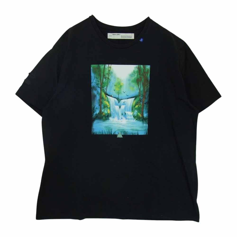 OFF-WHITE オフホワイト 19AW OMAA028E19185015 Waterfall T-shirt プリント TEE Tシャツ ブラック系 L【中古】