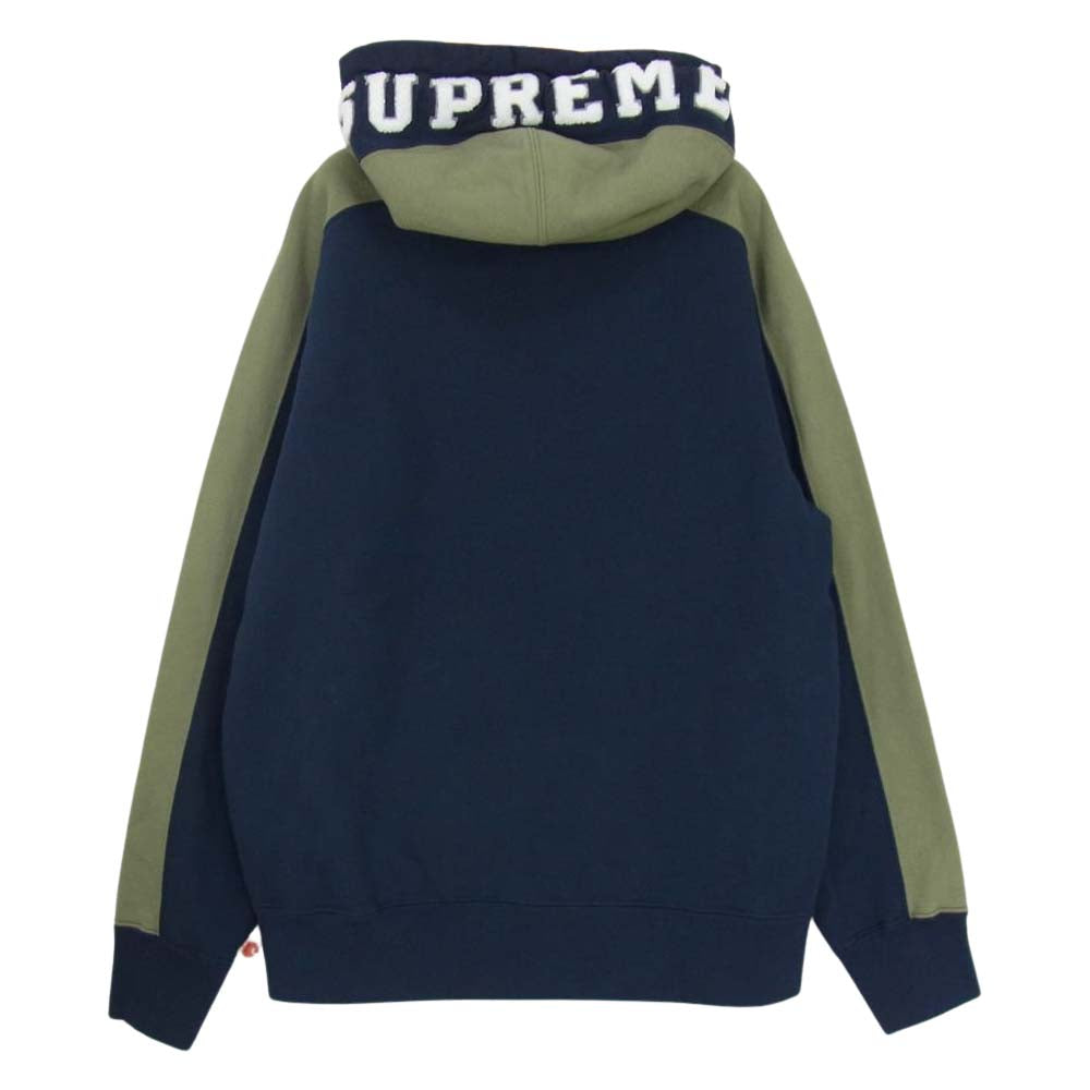 Supreme シュプリーム 18AW Paneled Hooded Sweatshirt パネル フーディ スウェット パーカー ネイビー系 カーキ系 オレンジ系 M【中古】