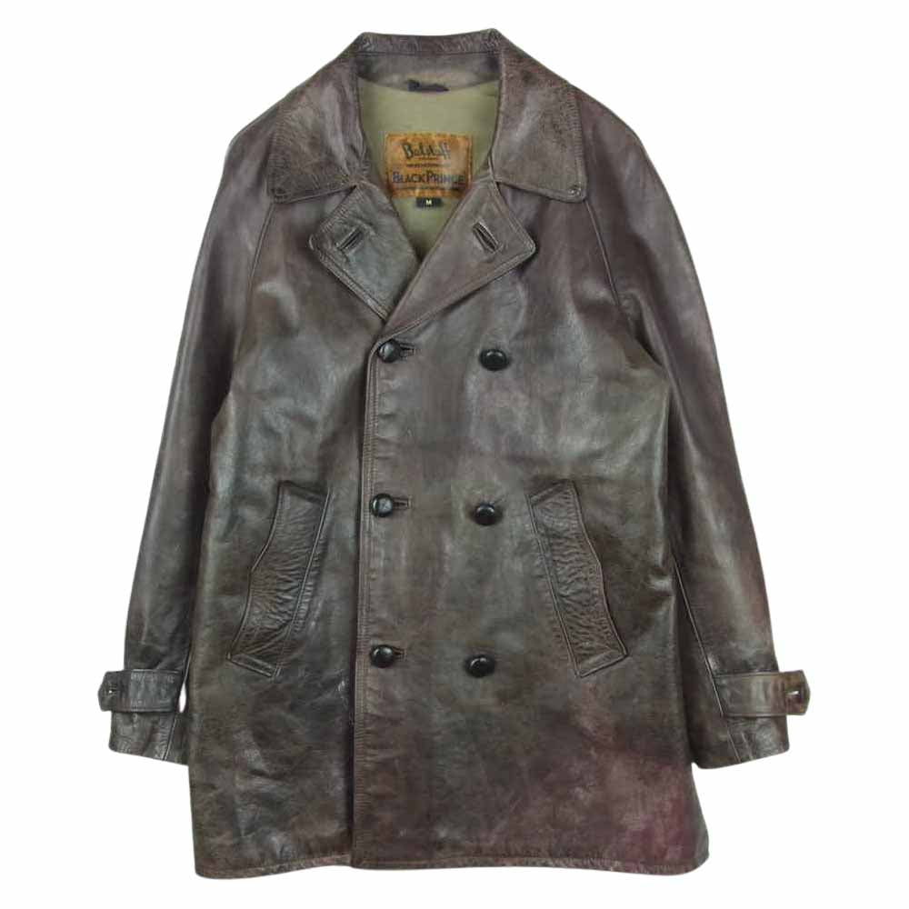 BELSTAFF ベルスタッフ 国内正規品 イタリア製 BLACK PRINCE ブラック プリンス レザー Pコート ピーコート ダークブラウン系 M【中古】