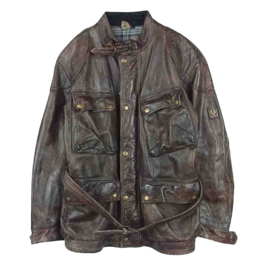 BELSTAFF ベルスタッフ 国内正規品 イタリア製 PANTHER パンサー レザー モーターサイクル ジャケット ダークブラウン系 M【中古】