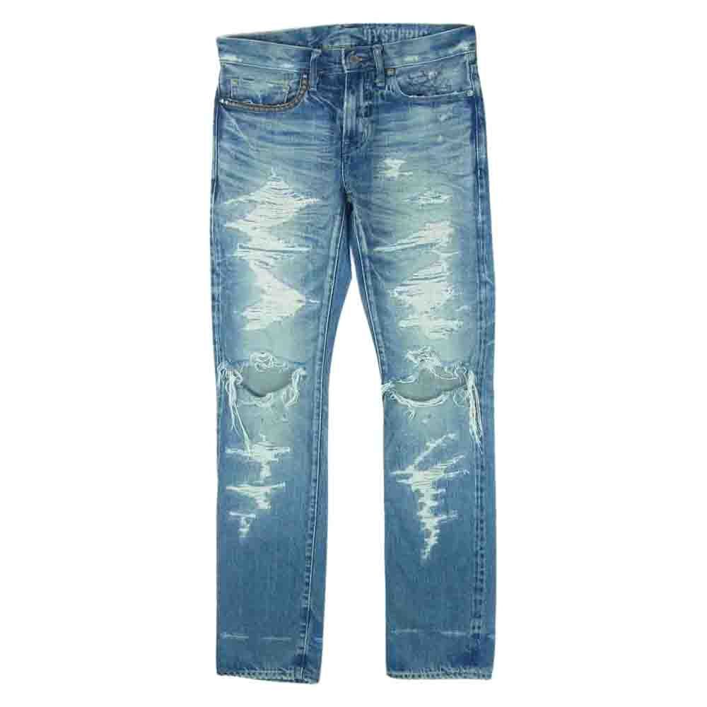 HYSTERIC GLAMOUR ヒステリックグラマー 02202AP09 スキャブリメイク スリム ストレート デニム パンツ インディゴブルー系 28【中古】
