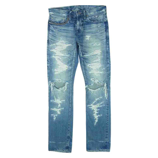 HYSTERIC GLAMOUR ヒステリックグラマー 02202AP09 スキャブリメイク スリム ストレート デニム パンツ インディゴブルー系 28【中古】