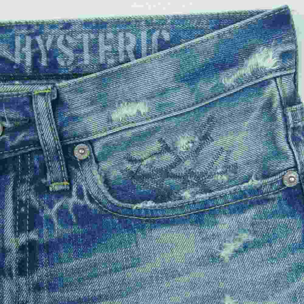 HYSTERIC GLAMOUR ヒステリックグラマー 02202AP09 スキャブリメイク スリム ストレート デニム パンツ インディゴブルー系 28【中古】