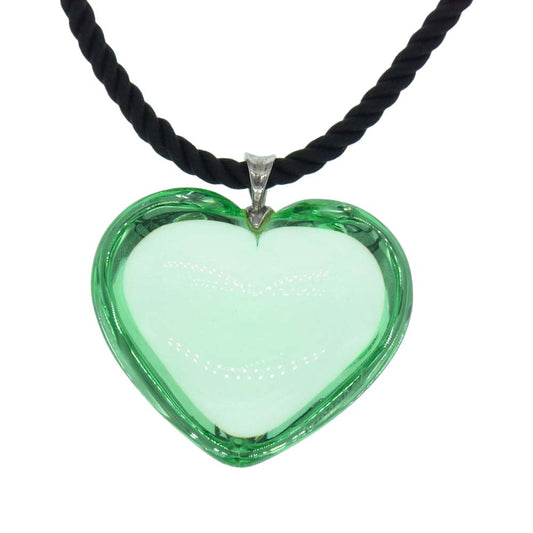 バカラ クリスタル ハート ネックレス ライトグリーン系【中古】