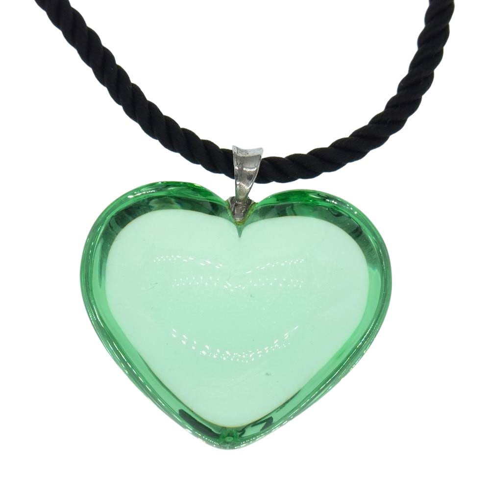 バカラ クリスタル ハート ネックレス ライトグリーン系【中古】