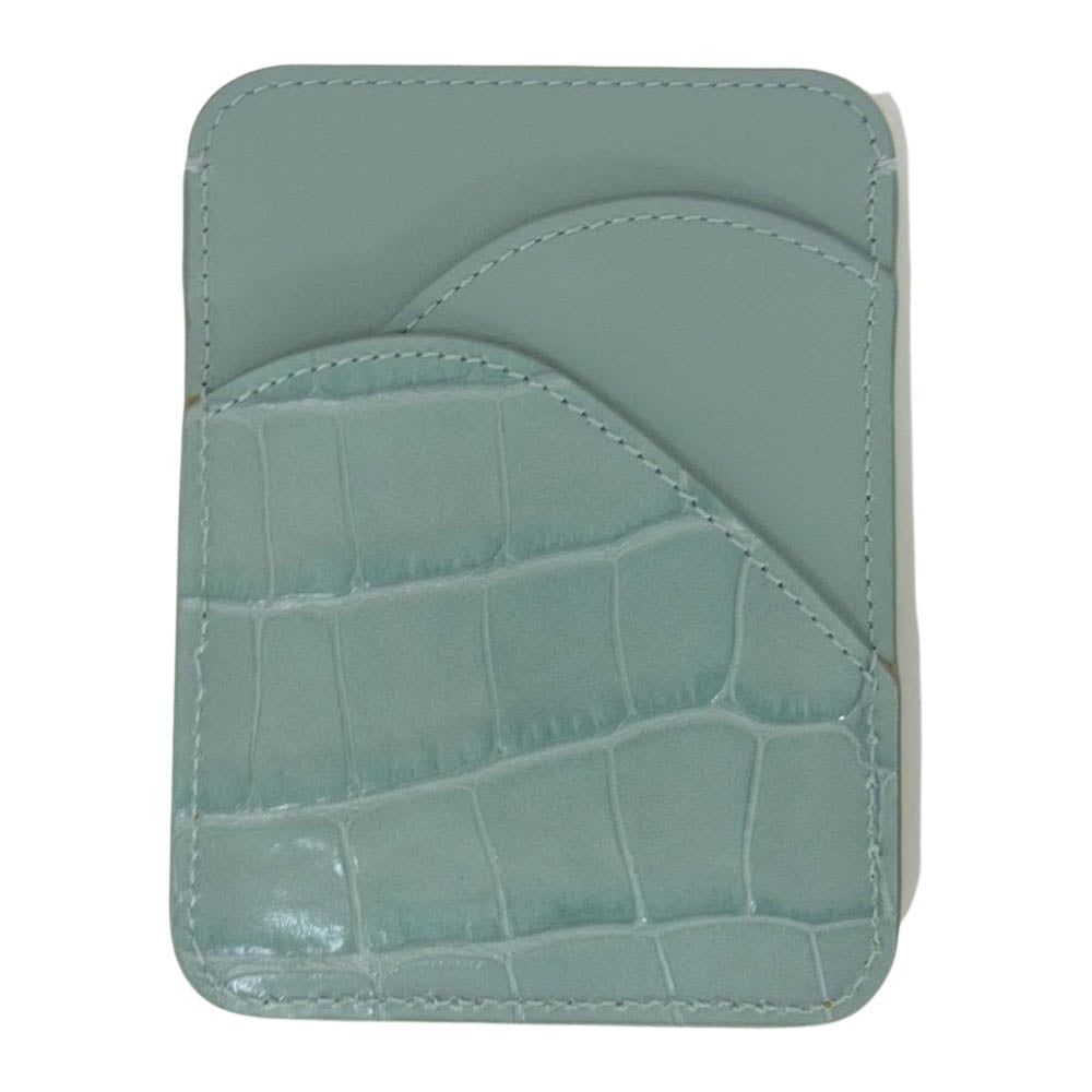 Chloe クロエ WALDEN クロコ型押し レザー カードケース ライトブルー系【中古】
