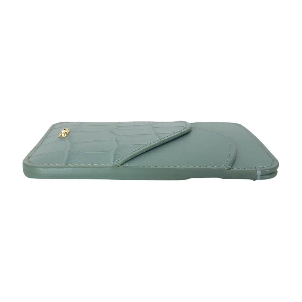Chloe クロエ WALDEN クロコ型押し レザー カードケース ライトブルー系【中古】