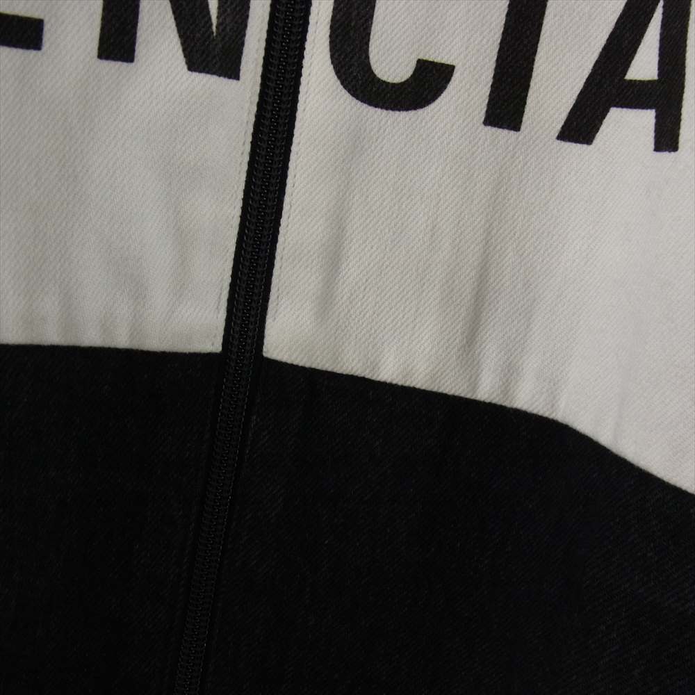 BALENCIAGA バレンシアガ 18AW 529213 TBQ03 国内正規品 ロゴプリント デニム切替 ポプリンシャツ トラックジャケット ブラック系 ホワイト系 34【中古】