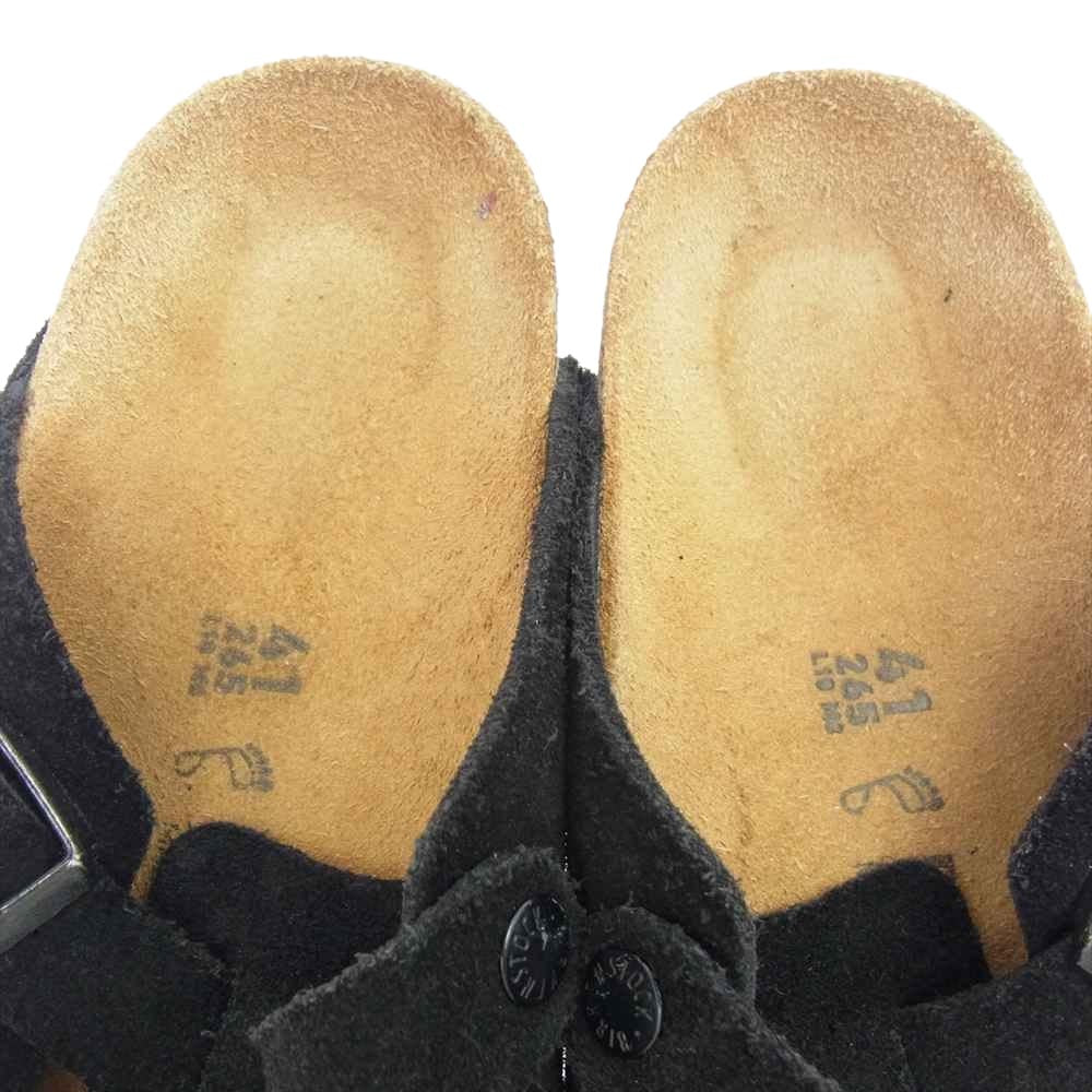 BIRKENSTOCK ビルケンシュトック Boston ボストン スエード レザー サンダル ブラック系 ブラウン系 41【中古】