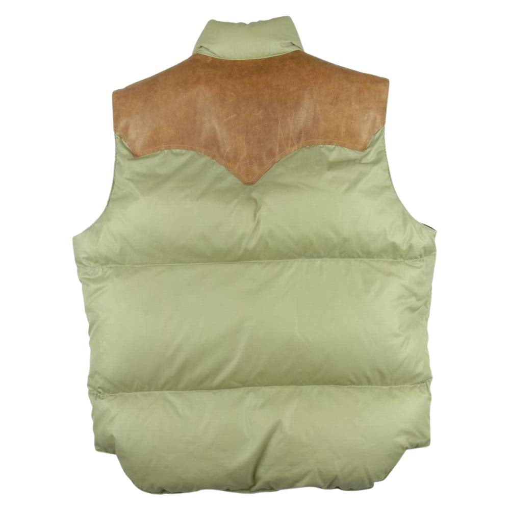 ロッキーマウンテンフェザーベッド WAREHOUSE ウエアハウス RIP STOP NYLON DOWN VEST ホースレザー ヨーク リップストップ ナイロン ダウン ベスト ベージュ系 ブラウン系 42【中古】