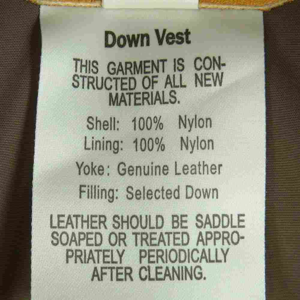 ロッキーマウンテンフェザーベッド WAREHOUSE ウエアハウス RIP STOP NYLON DOWN VEST ホースレザー ヨーク リップストップ ナイロン ダウン ベスト ベージュ系 ブラウン系 42【中古】