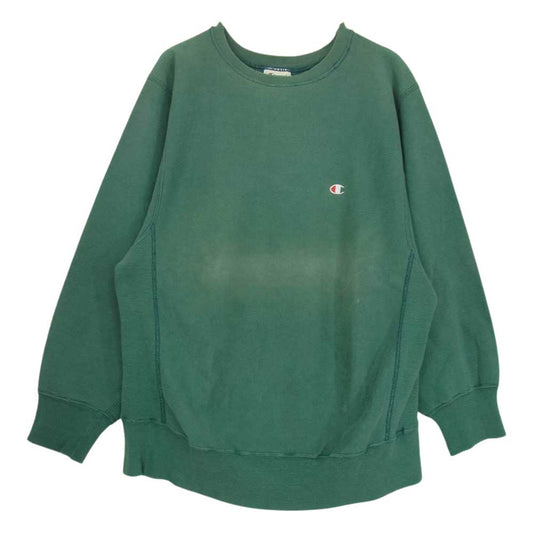 Champion チャンピオン 80s 目有り リバースウィーブ クルーネック スウェット トレーナー グリーン系 L【中古】