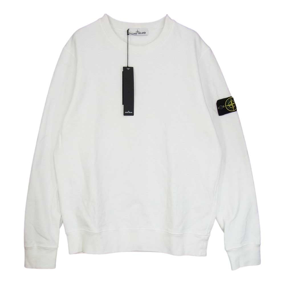 STONE ISLAND ストーンアイランド 国内正規品 21AW 751563020 ロゴワッペン コットン クルーネック L/S スウェット トレーナー ホワイト系 L【中古】