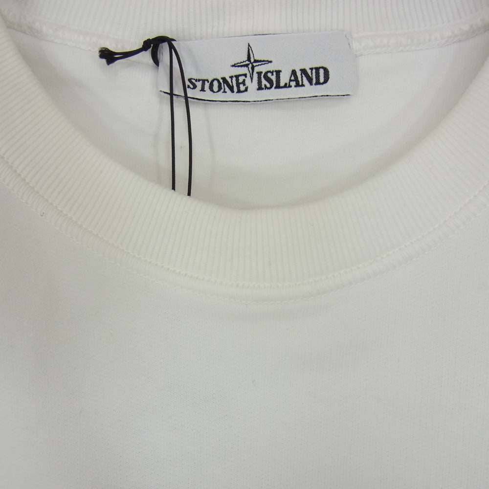 STONE ISLAND ストーンアイランド 国内正規品 21AW 751563020 ロゴワッペン コットン クルーネック L/S スウェット トレーナー ホワイト系 L【中古】