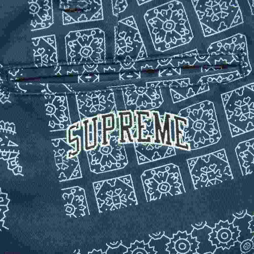 Supreme シュプリーム 20SS Paisley Grid Chino ペイズリー チノ パンツ コットン 中国製 ダークネイビー系 30【中古】