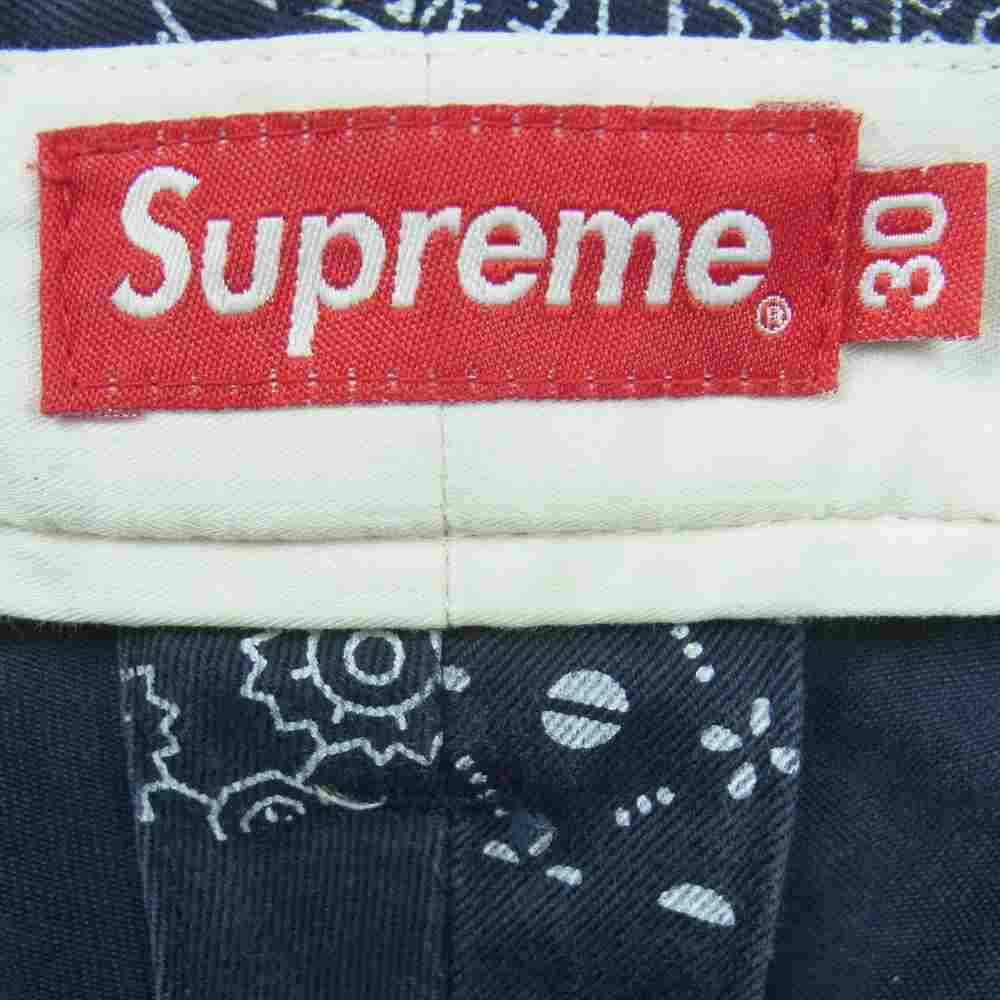 Supreme シュプリーム 20SS Paisley Grid Chino ペイズリー チノ パンツ コットン 中国製 ダークネイビー系 30【中古】